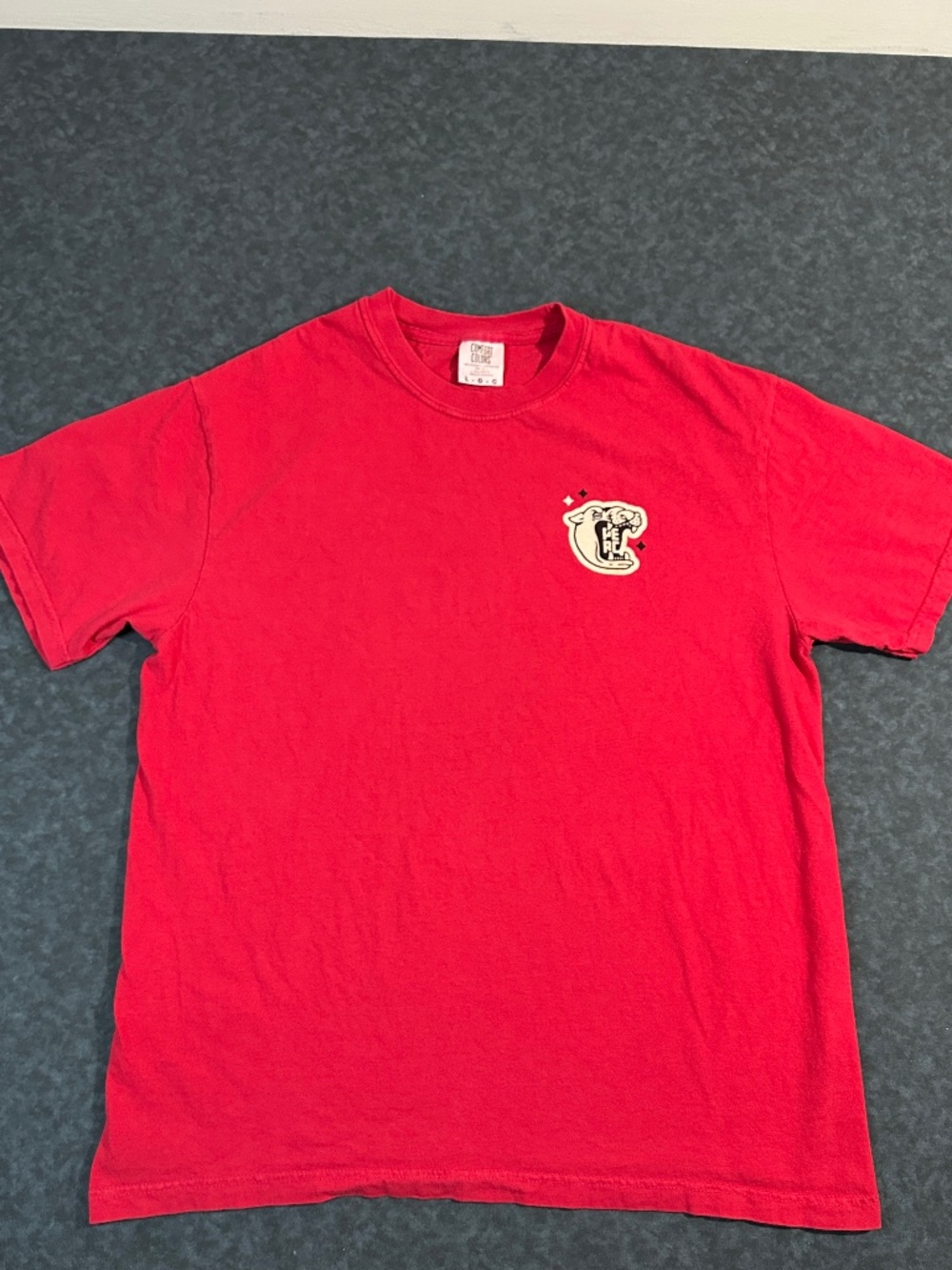 Comfort Colors PERC Atlanta Panther's Eye Roasting Co. Red Graphic Tee Size L